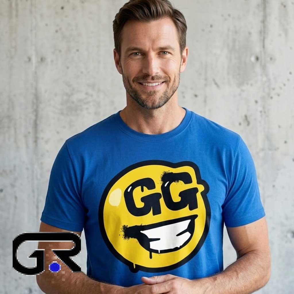 Fortnite Gg Emoji Tee Smiley Face Blue T-Shirt 2 Fortnite Gg Emoji Tee Smiley Face Blue T-Shirt - Image 2