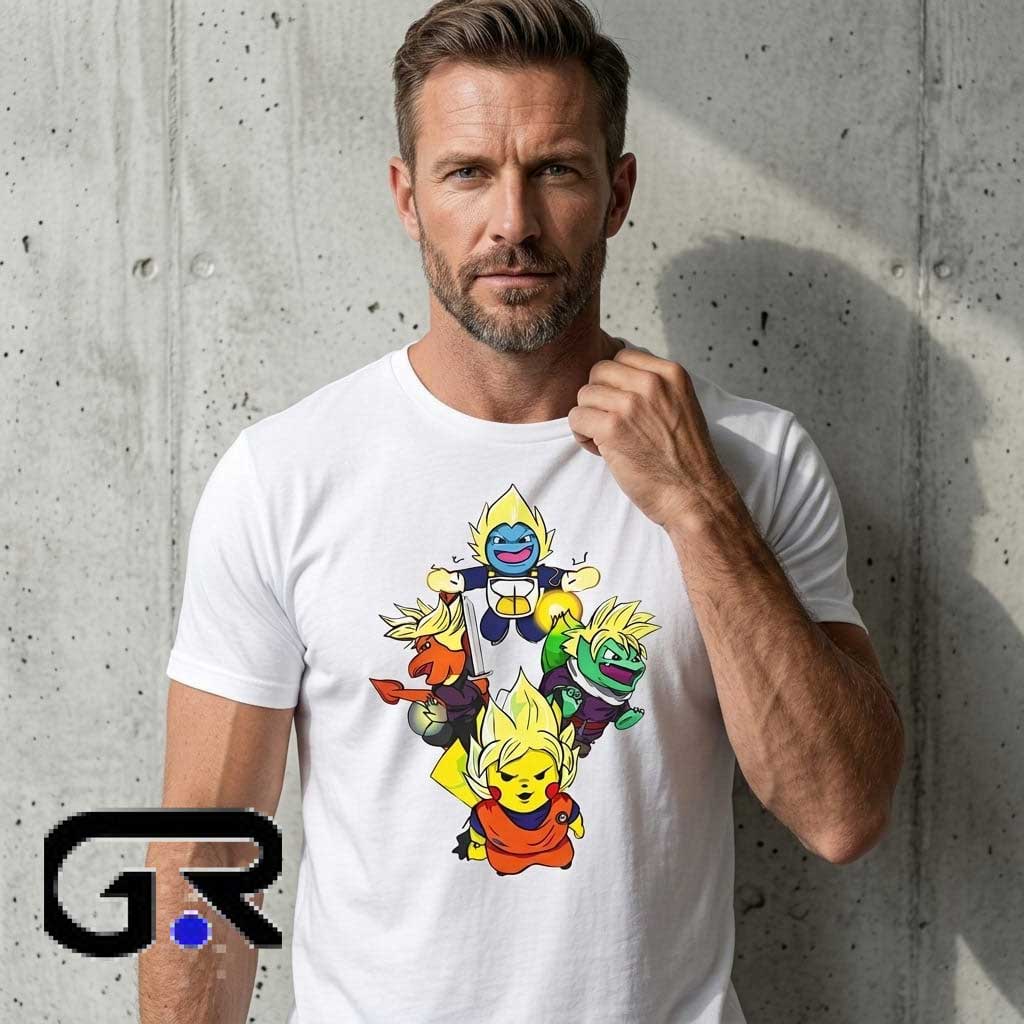 Anime Mashup Pokémon x Dragon Ball Z Super Saiyan Crossover Shirt 2 Anime Mashup Pokémon x Dragon Ball Z Super Saiyan Crossover Shirt - Image 2