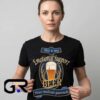 Emotional Support Beer Medicate Generously T-Shirt with funny beverage-inspired text, humorous statement design, cotton short sleeve style, and casual streetwear appeal.