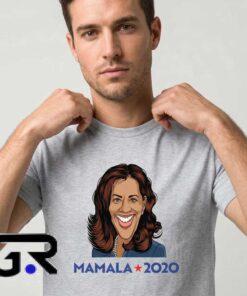 Fun Mamala 2020 Kamala Harris Caricature shirt, cotton short sleeve tee with playful political illustration design, civic statement shirt for fans, sizes S to 2XL.