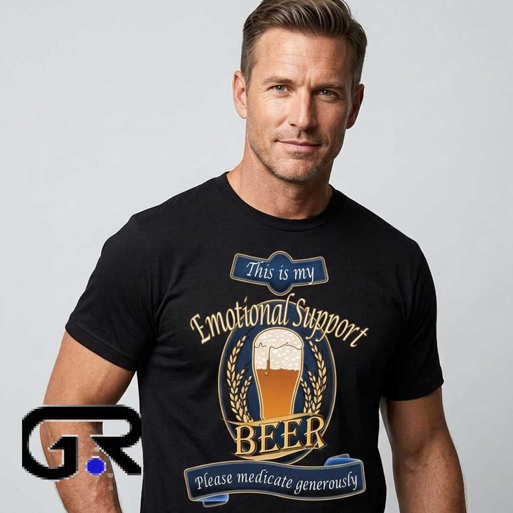Emotional Support Beer Medicate Generously T-Shirt 3 Emotional Support Beer Medicate Generously T-Shirt - Image 3