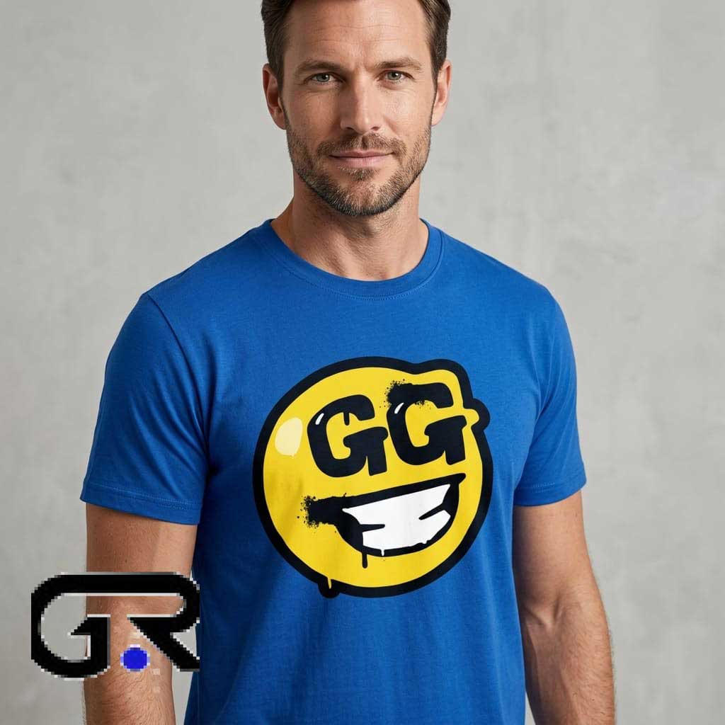 Fortnite Gg Emoji Tee Smiley Face Blue T-Shirt 3 Fortnite Gg Emoji Tee Smiley Face Blue T-Shirt - Image 3