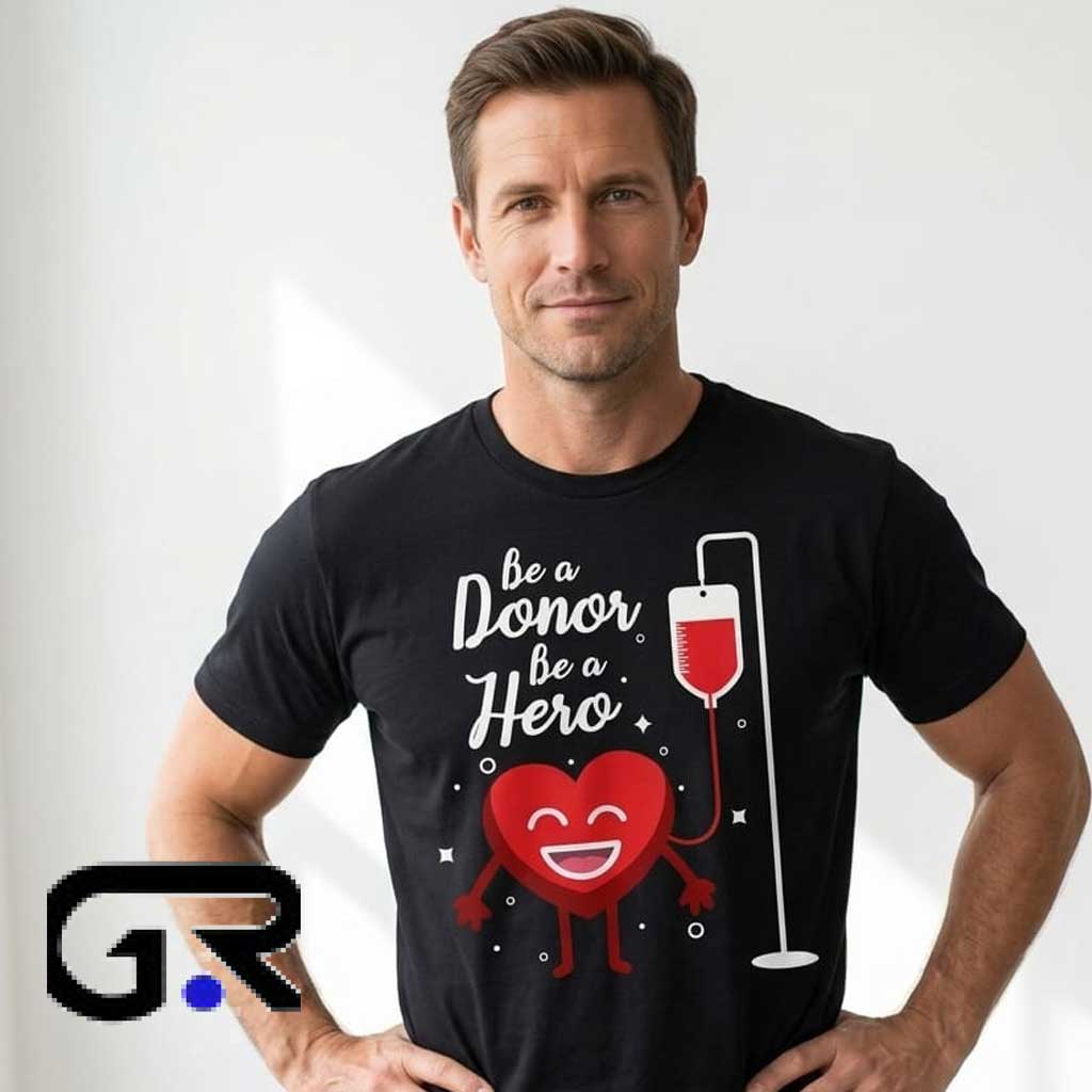 Be a Donor Be a Hero Blood Donation Shirt 3 Be a Donor Be a Hero Blood Donation Shirt - Image 3