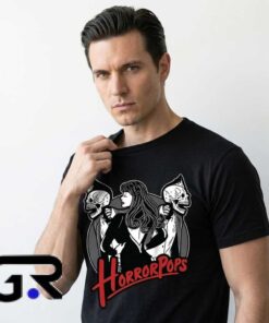 horrorpops halloween band Punk Rock Badge Shirt 5 Halloween Punk Rock Band Badge Tee Shirt