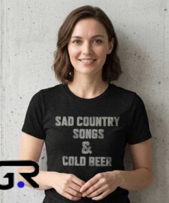 Sad Country Songs & Cold Beer Slogan Black T-Shirt 6 Heartbreak Vibes Weekend Memories Graphic Tee Shirt