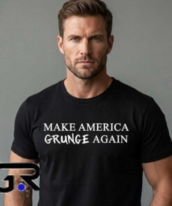 Make America Grunge Again Alternative Rock shirt, cotton short sleeve tee with bold 90s grunge music design, retro rock style shirt for fans, sizes S to 2XL.