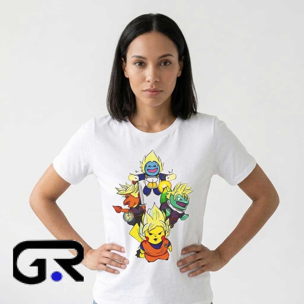 Anime Mashup Pokémon x Dragon Ball Z Super Saiyan Crossover Shirt 3 Anime Mashup Pokémon x Dragon Ball Z Super Saiyan Crossover Shirt - Image 3