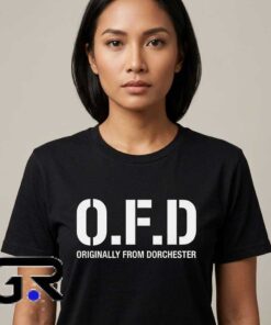 OFD Originally From Dorchester Boston Pride shirt, cotton short sleeve tee with bold neighborhood heritage design, hometown pride shirt for fans, sizes S to 2XL.