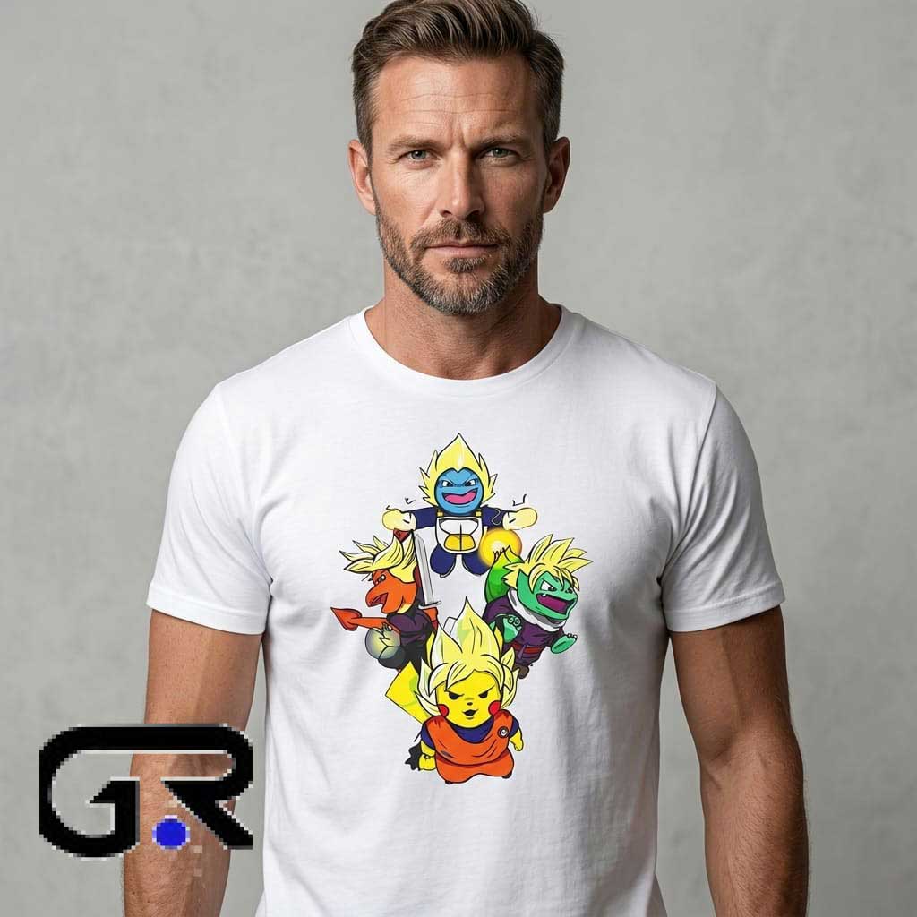 Anime Mashup Pokémon x Dragon Ball Z Super Saiyan Crossover Shirt 4 Anime Mashup Pokémon x Dragon Ball Z Super Saiyan Crossover Shirt - Image 4