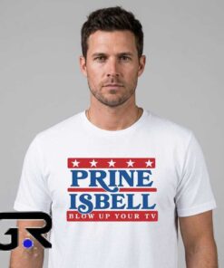 Prine Isbell Blow Up Your TV Retro Folk Country shirt, cotton short sleeve tee with vintage Americana music design, folk country style shirt for fans, sizes S to 2XL.