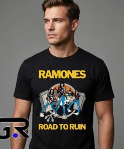 Ramones Road to Ruin 1978 vintage punk rock album cover shirt, classic band graphic tee with retro music artwork for fans of punk fashion and rock culture.