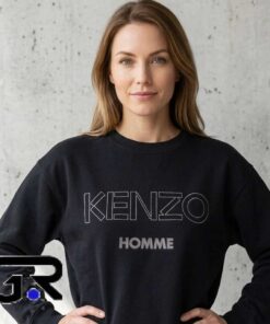 Retro Jungle Kenzo Paris Embroidered Logo Black Pullover Sweatshirt
