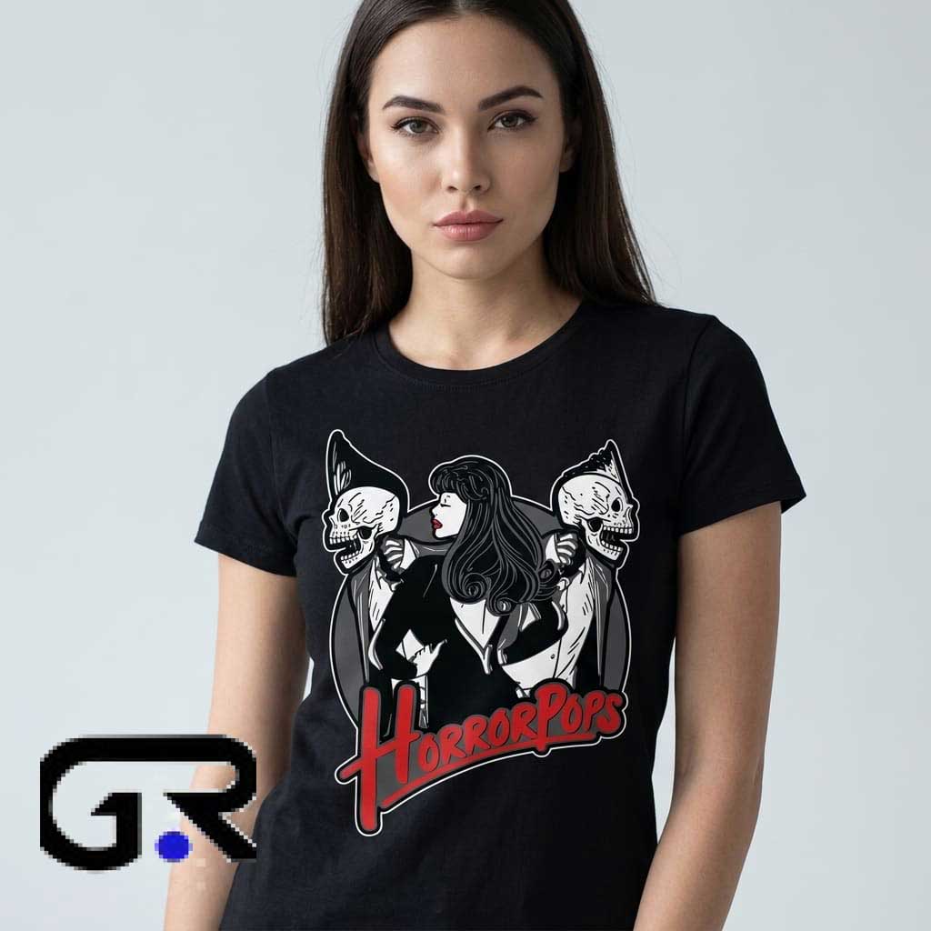 horrorpops halloween band Punk Rock Badge Shirt 3 horrorpops halloween band Punk Rock Badge Shirt - Image 3