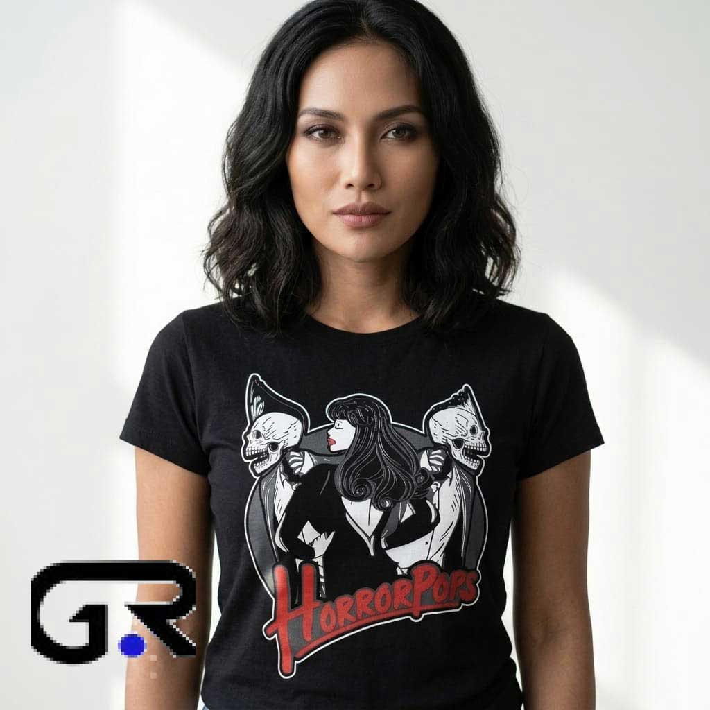 horrorpops halloween band Punk Rock Badge Shirt 4 horrorpops halloween band Punk Rock Badge Shirt - Image 4
