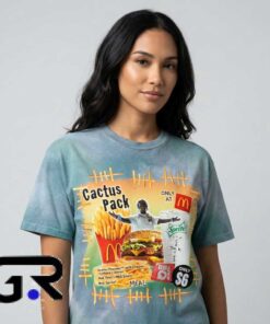Vintage Bootleg Travis Scott McDonald's shirt, cotton short sleeve tee with retro streetwear collab design, bold bootleg fashion shirt for fans, sizes S to 2XL.