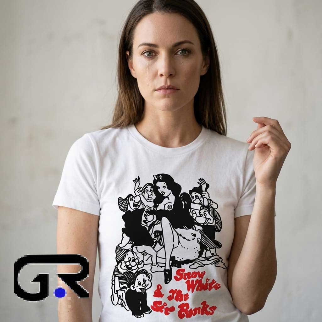 lady gaga snow white The Six Punks Shirt 1 Lady Gaga Snow White The Six Punks graphic tee, cotton short sleeve shirt with edgy fairy tale fashion design, punk pop culture shirt for fans, sizes S to 2XL.