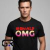 ronald omg logo tee Red and Pink Text Shirt 8 Ronald Omg Logo Tee Red and Pink Text shirt, black cotton short sleeve tee with bold streetwear graphic design, vibrant statement shirt for fans, sizes S to 2XL.