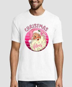 Christmas Vibes Santa Pink T Shirt
