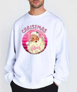 Sweatshirt White Christmas Vibes Santa Pink