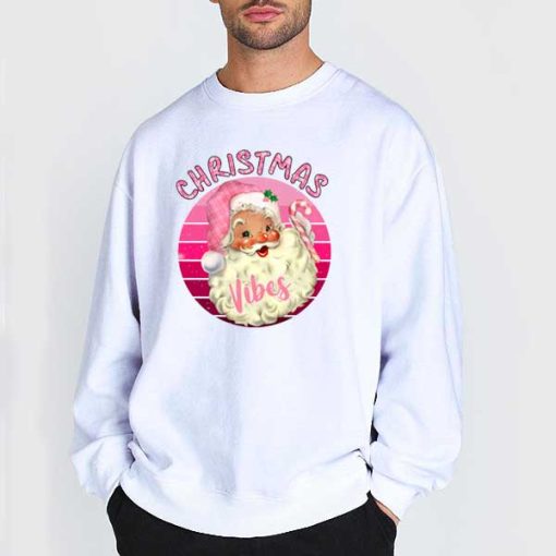 Sweatshirt White Christmas Vibes Santa Pink