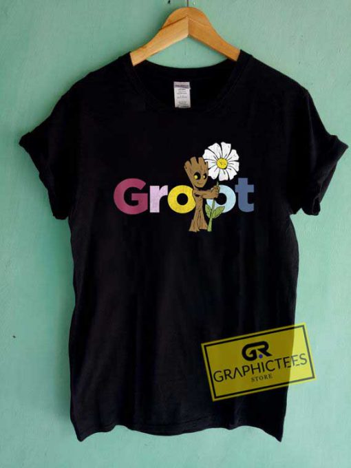 Galaxy Groot Font Flower Tee Shirts