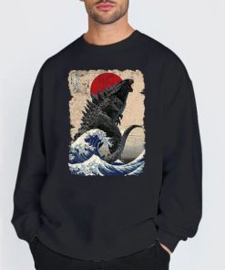 Sweatshirt black Godzilla And The Wave