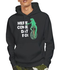 Hoodie Black Frog on Unicycle Here Come Dat Boi Sweatshirt