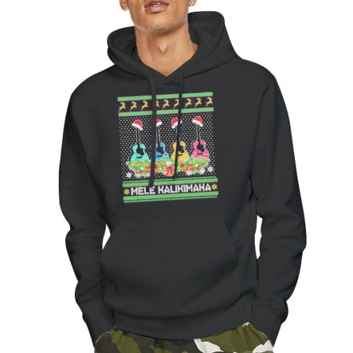 Hoodie Black Guitar Mele Kalikimaka Ugly Christmas Sweatshirt