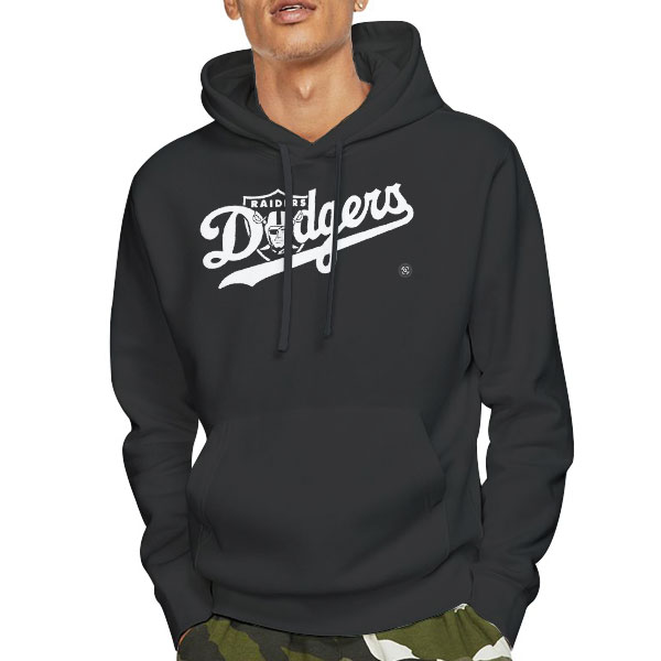 Retro Logo Raiders Dodgers Shirt 4 Hoodie Black Retro Logo Raiders Dodgers