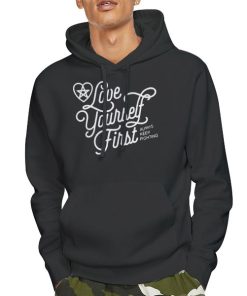 Hoodie Black Vintage Love Yourself First Sweatshirt