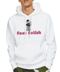Hoodie White Celebrate Logo Parody Foot Fetish