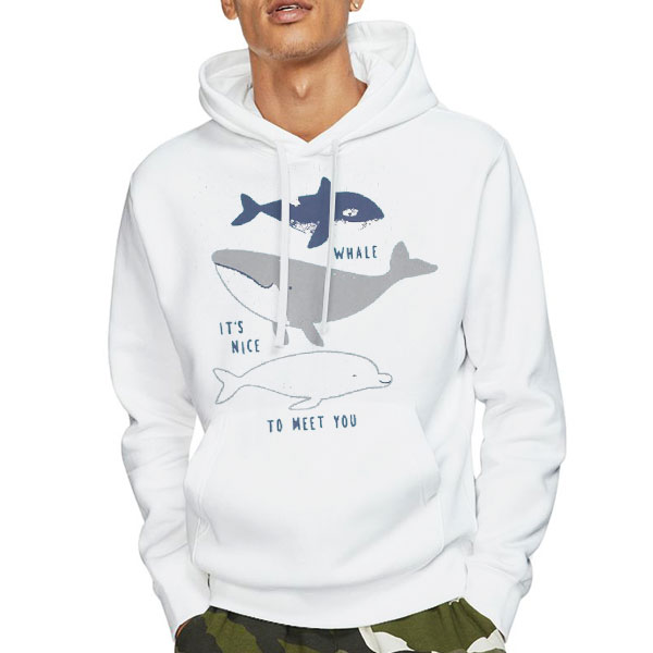 Funny Art Whale It's Nice to Meet You Shirt 4 Hoodie White Funny Art Whale It's Nice to Meet You