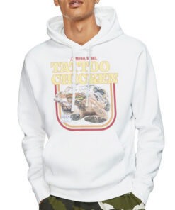 Hoodie White Funny Parody Tatto Chicken
