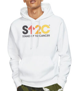 Hoodie White Logo Triblend Stand up to Cancer