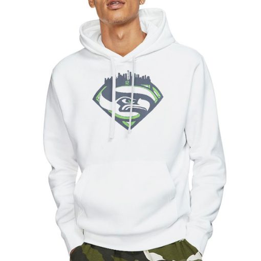 Hoodie White The Seattle Seahawks Superman Sweatshirt
