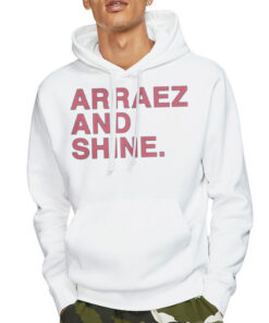 Hoodie White Writing Logo Arraez and Shine