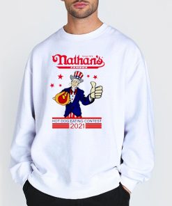 Sweatshirt White Joey Chestnut Nathan’s Hot Dog Eating Contest 2021
