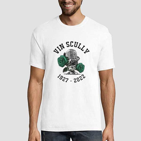 Rip Vin Scully Microphone Rose 1927 2022 T Shirt 2 Rip Vin Scully Microphone Rose 1927 2022 T Shirt