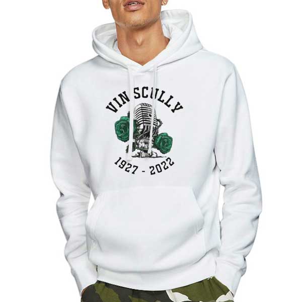 Rip Vin Scully Microphone Rose 1927 2022 T Shirt 4 Hoodie White Rip Vin Scully Microphone Rose 1927 2022