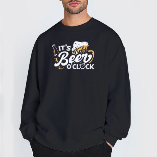 Sweatshirt Black Funny Beer Shirt It's Beer O'clock Craft