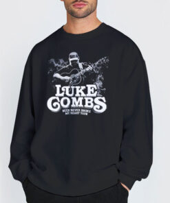 Sweatshirt Black Smoke Playing Guitar Luke Combs Beer Never Broke My Heart Shirt