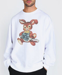 Sweatshirt white Bunny With a Chainsaw Graphic Shirt