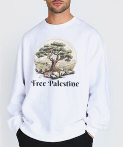 Sweatshirt white Free Palestine Olive Tree