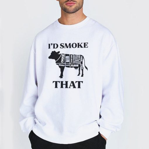 Sweatshirt white Funny Cow Id Smoke That Shirt
