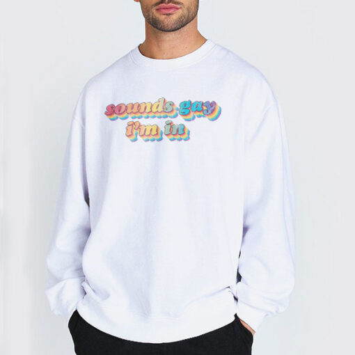 Sweatshirt white Retro Rainbow Slogan Sounds Gay Im in Tshirt