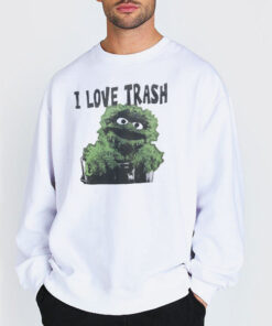Sweatshirt white Sesame Street Oscar I Love Trash Shirt
