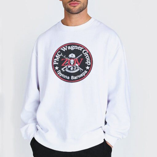 Sweatshirt white ZOV Guns Skull Round Logo PMC Wagner Group