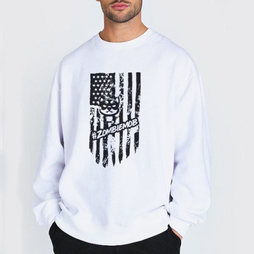 Sweatshirt white Zombiemob American Flag T Shirt