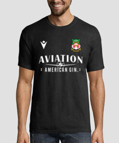 T shirt Black AFC Football Wrexham Aviation Gin