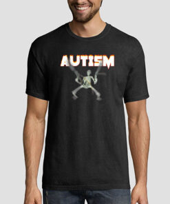Autism Fire Skeleton Blur Holding a Gun Meme Shirt